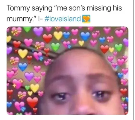 L’image peut contenir : Love Island recoupling memes, Love Island, memes, tweets, reaction, savage, twitter, Tommy Fury, Elly Belly, Toy, Sprinkles, Selfie, Photo, Portrait, Photography, Sweets, Confisery, Food, Person, Human, Visage
