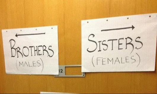 Papan tanda yang mengarahkan lelaki dan wanita ke arah berbeza menimbulkan kontroversi di Leicester Uni awal tahun ini