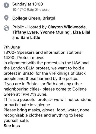 'Il s'agit de faire entendre les voix noires': Bristol accueillera dimanche une manifestation pacifique de Black Lives Matter