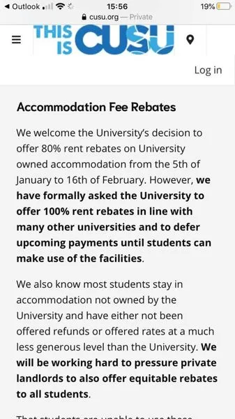 L'Université de Coventry annonce que les étudiants peuvent obtenir un remboursement de 80% sur les salles universitaires