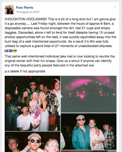 Stratený jednorazový fotoaparát na festivale v Houghtone sa cez Facebook opäť stretol so svojím právoplatným vlastníkom