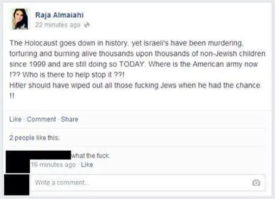 L'a-t-elle fait ? Un étudiant de l'UCL dans un coup de gueule en ligne disant 'Hitler aurait dû éliminer les Juifs quand il en avait l'occasion