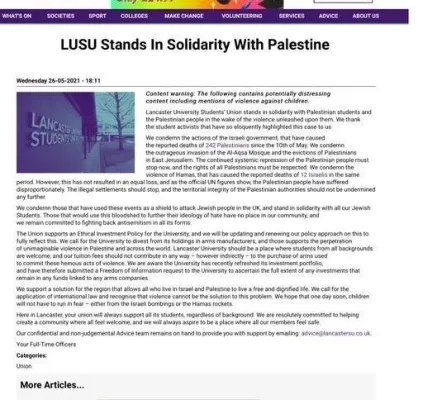 LUSU vabandab Palestiina-meelse avalduse pärast, enne kui Juudi Selts sellele vastuse andis