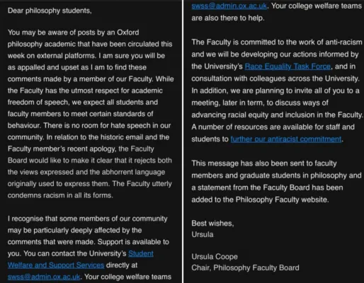 Face à un professeur raciste, pourquoi Oxford Uni ne prend-il pas des mesures immédiates ?