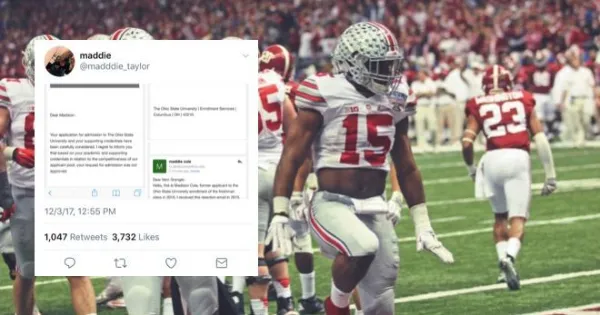 Cet étudiant de Bama a célébré sa participation aux éliminatoires du football universitaire en… se vantant d'avoir été rejeté de l'État de l'Ohio ?